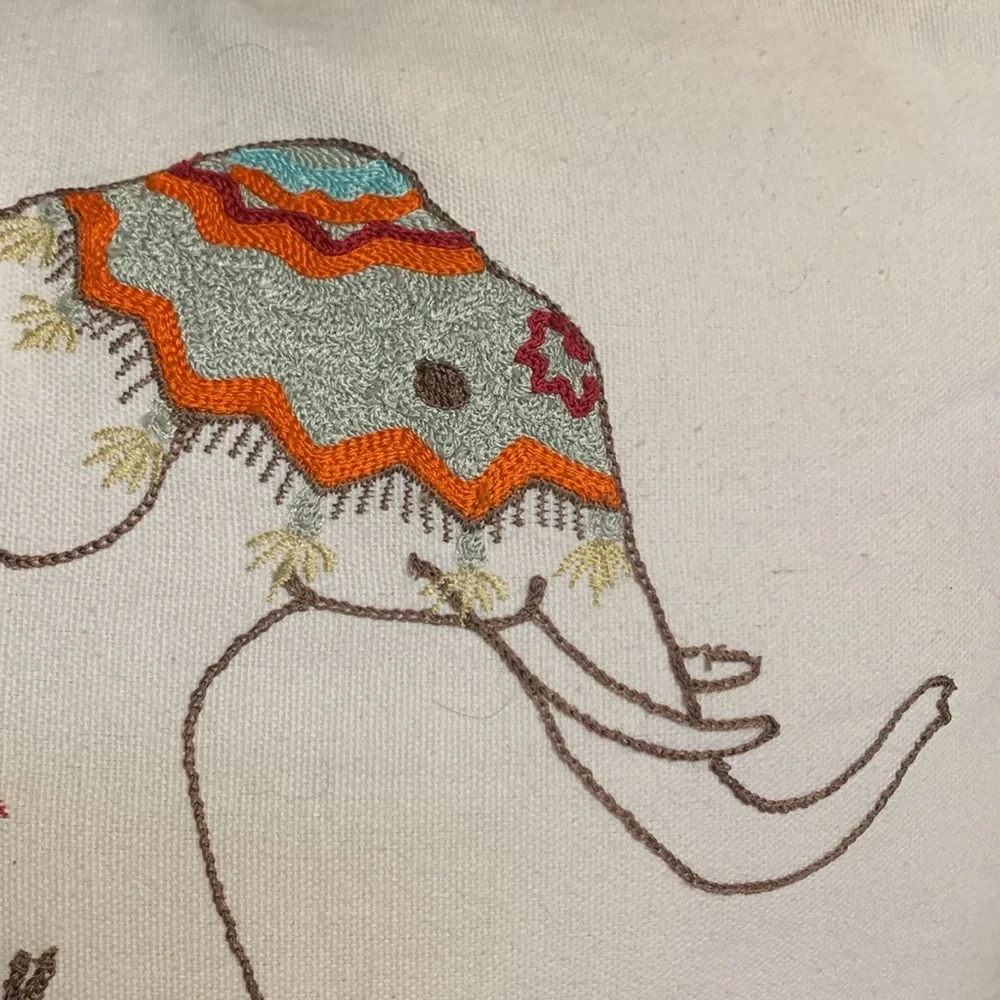 Embroidered Elephant Throw Pillow